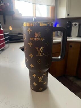 Stanley Brown Travel Mug with Gold Accents